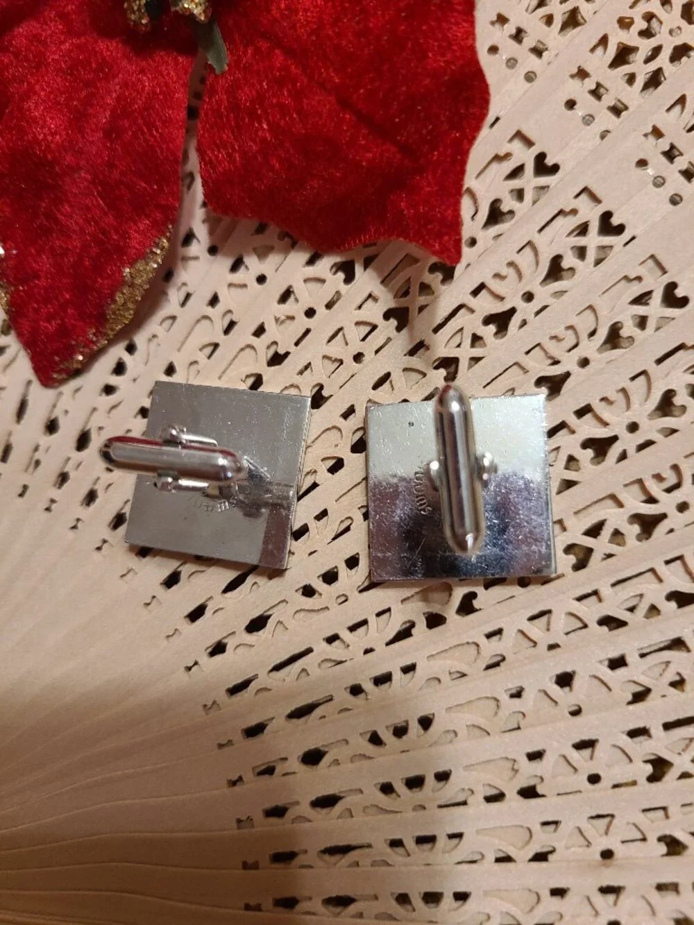 Cuff Links For Sale Silver Tone with black, Accepting offers on Mondays